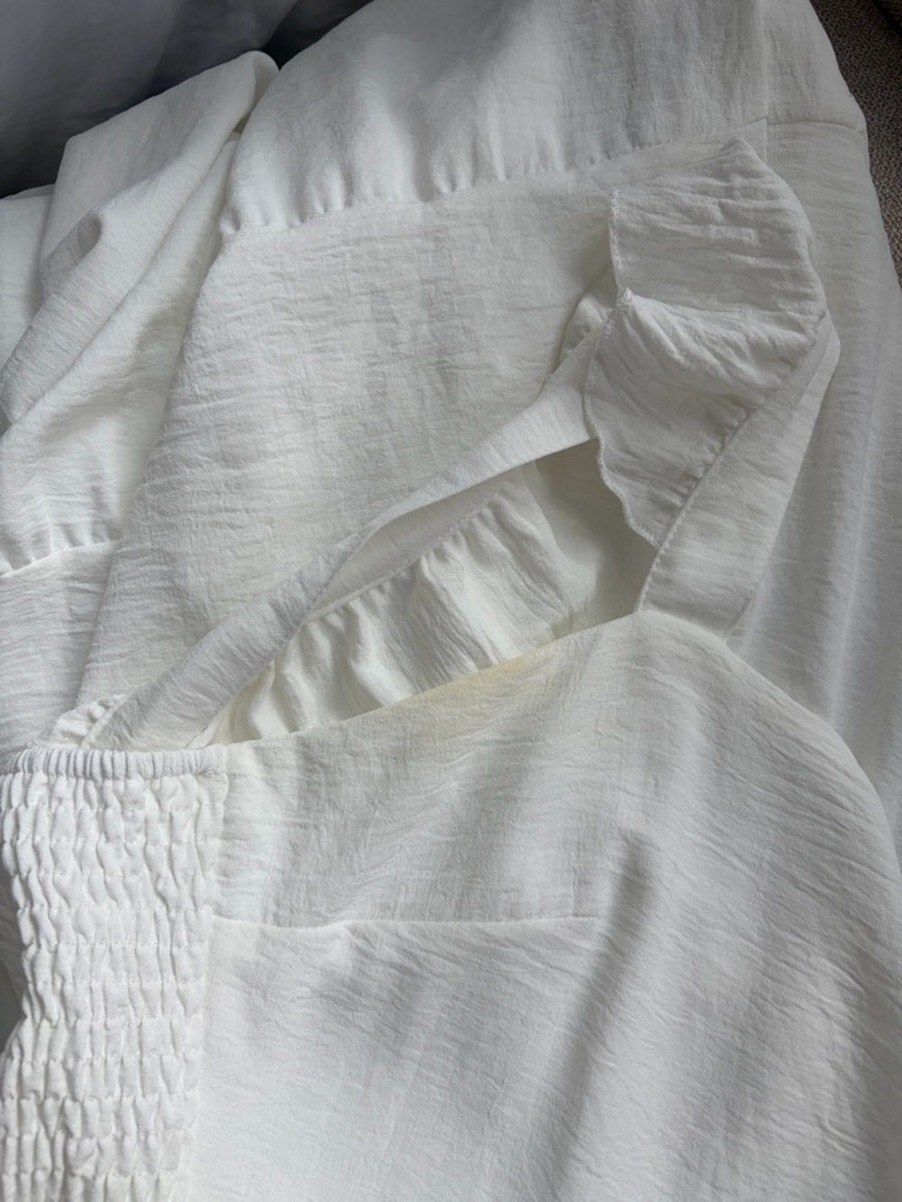 White Ruffle Strap Maxi Dress - Picture 4 of 4